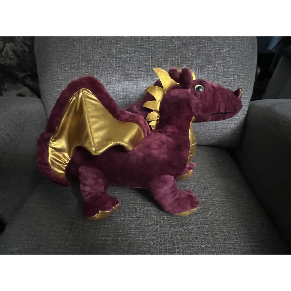 Lenwen Mommy Dragon 19" Stuffed Plush Red & Gold Zip Pocket NO Babies